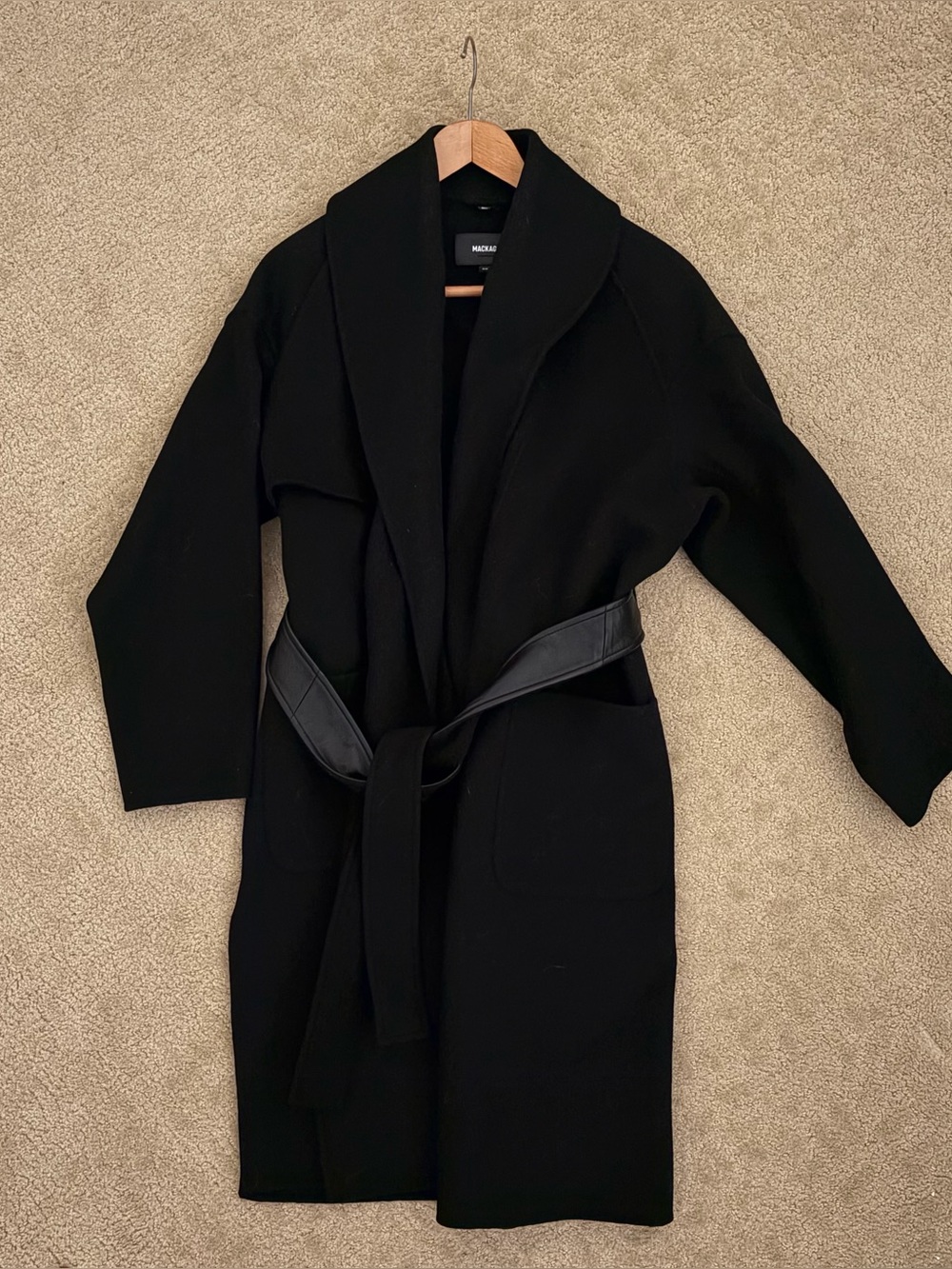 Mackage Tyra Double-Face Wool Wrap Coat Womens Size M With Garment Bag